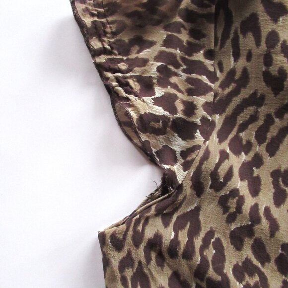 Bob Mackie Studio Women Blouse/Top Leopard Print Chiffon Ruffles Lined Sheer - Picture 9 of 14